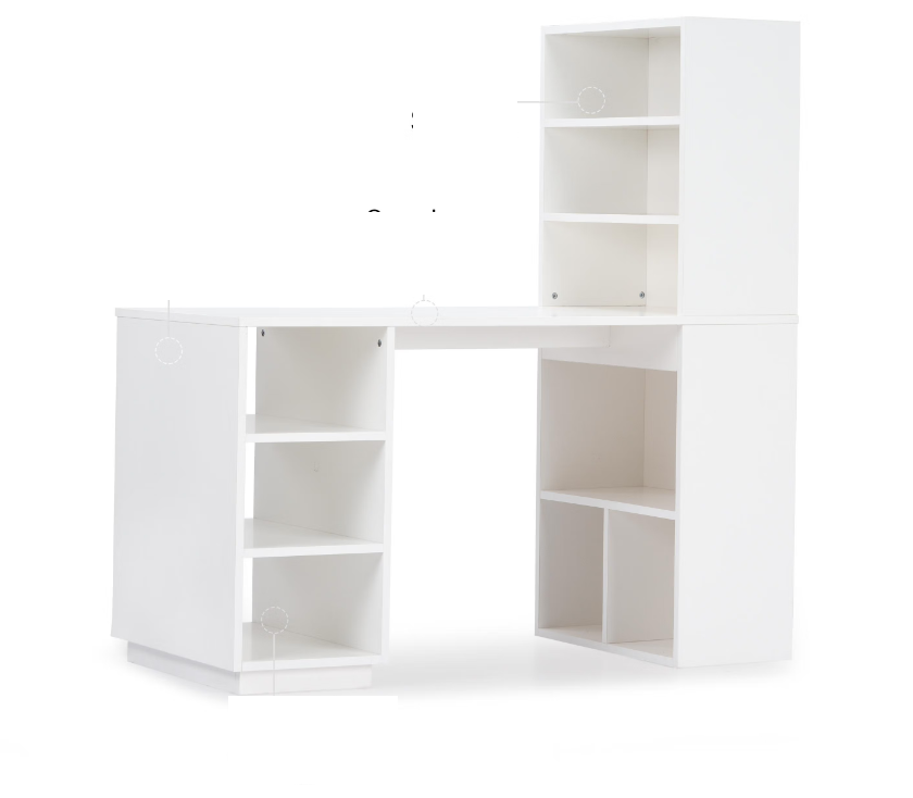 Modular Study Desk + Tall Shelf in frosty white finish